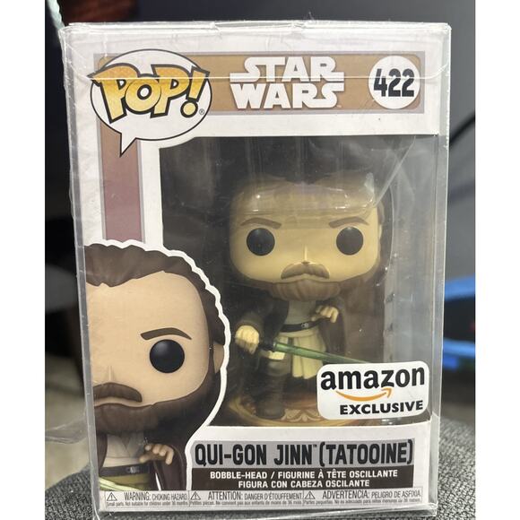Funko Pop Star Wars 422 Qui-Gon Jinn Tatooine Amazon Exclusive New - Picture 1 of 1